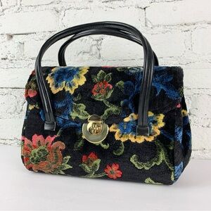 Vintage Tapestry Carpet Needlepoint Kilim Floral Shoulder Bag Excel Flap 60s 70s
